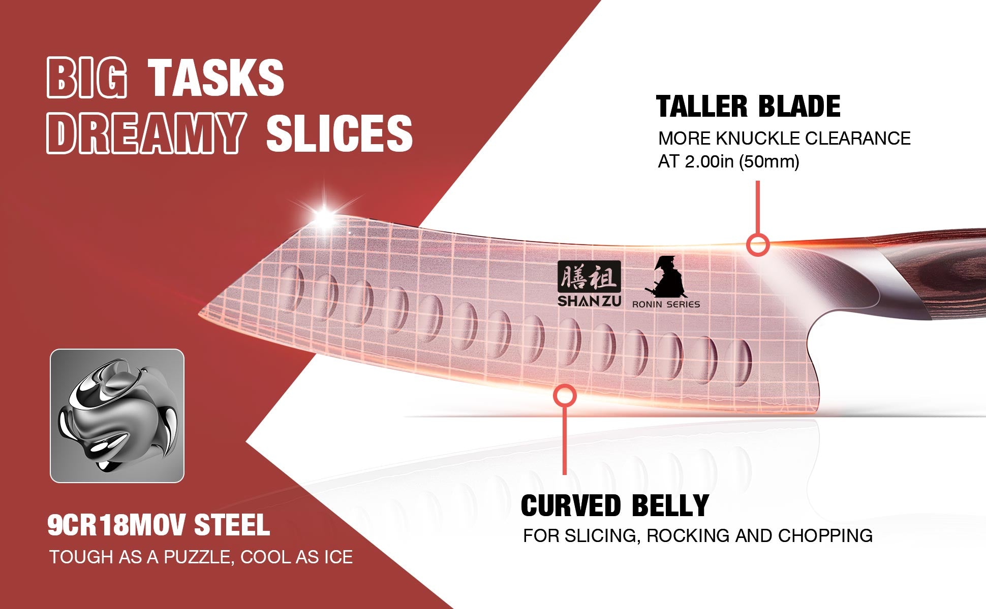 Japanese 7" Santoku Knife | SHAN ZU Knives | Ronin series