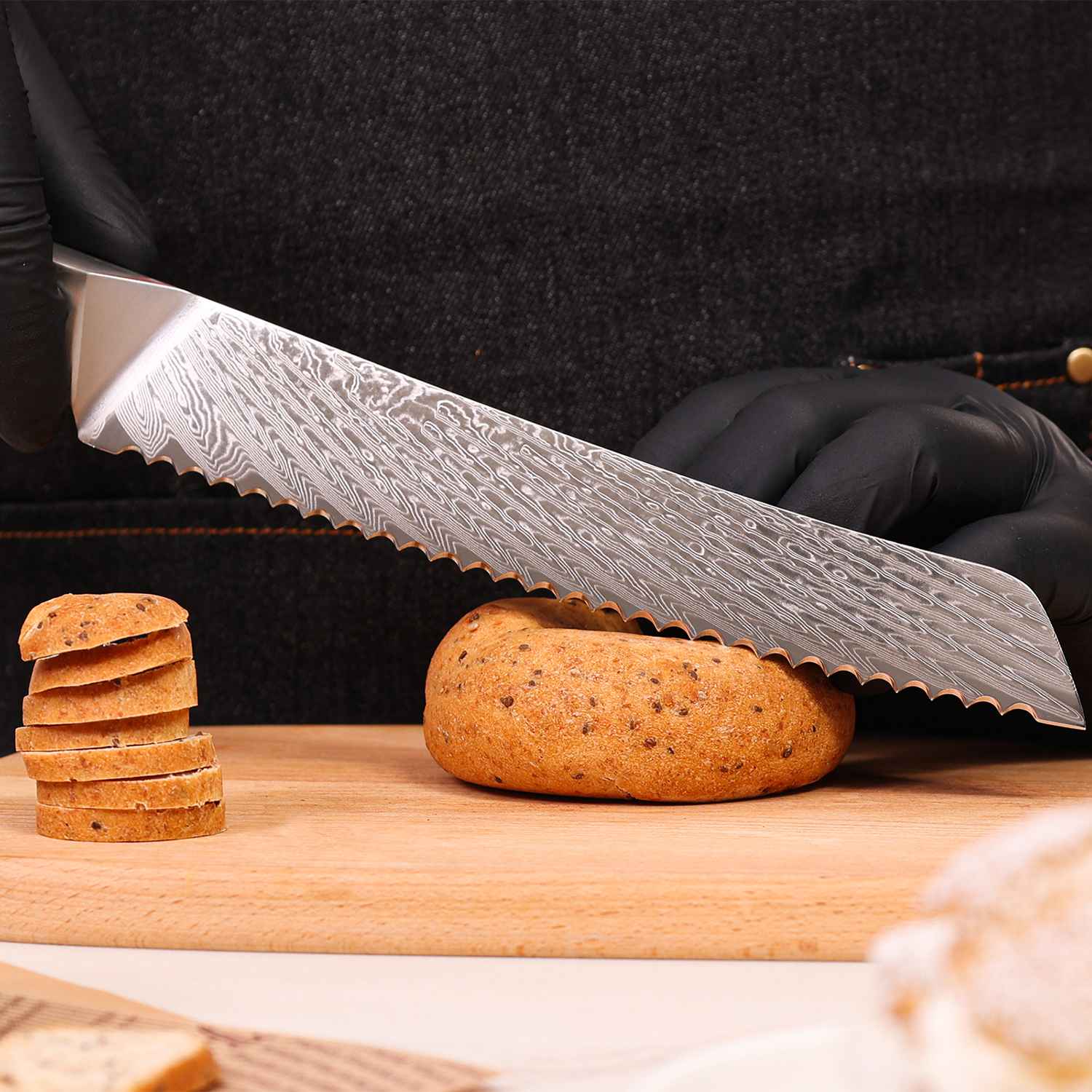 Sun Series Damascus Bread Knife | SHAN ZU Knvies
