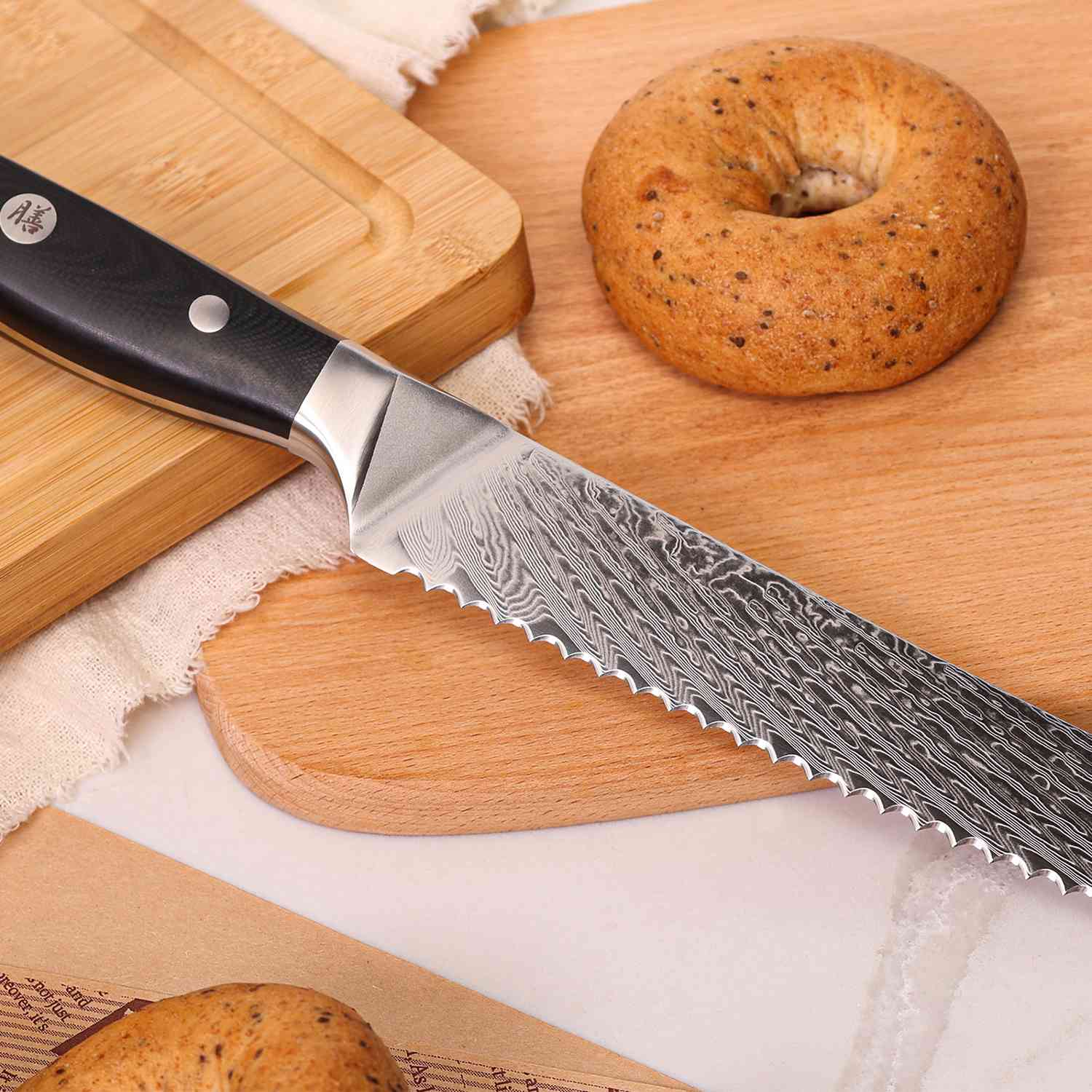 Sun Series Damascus Bread Knife | SHAN ZU Knvies
