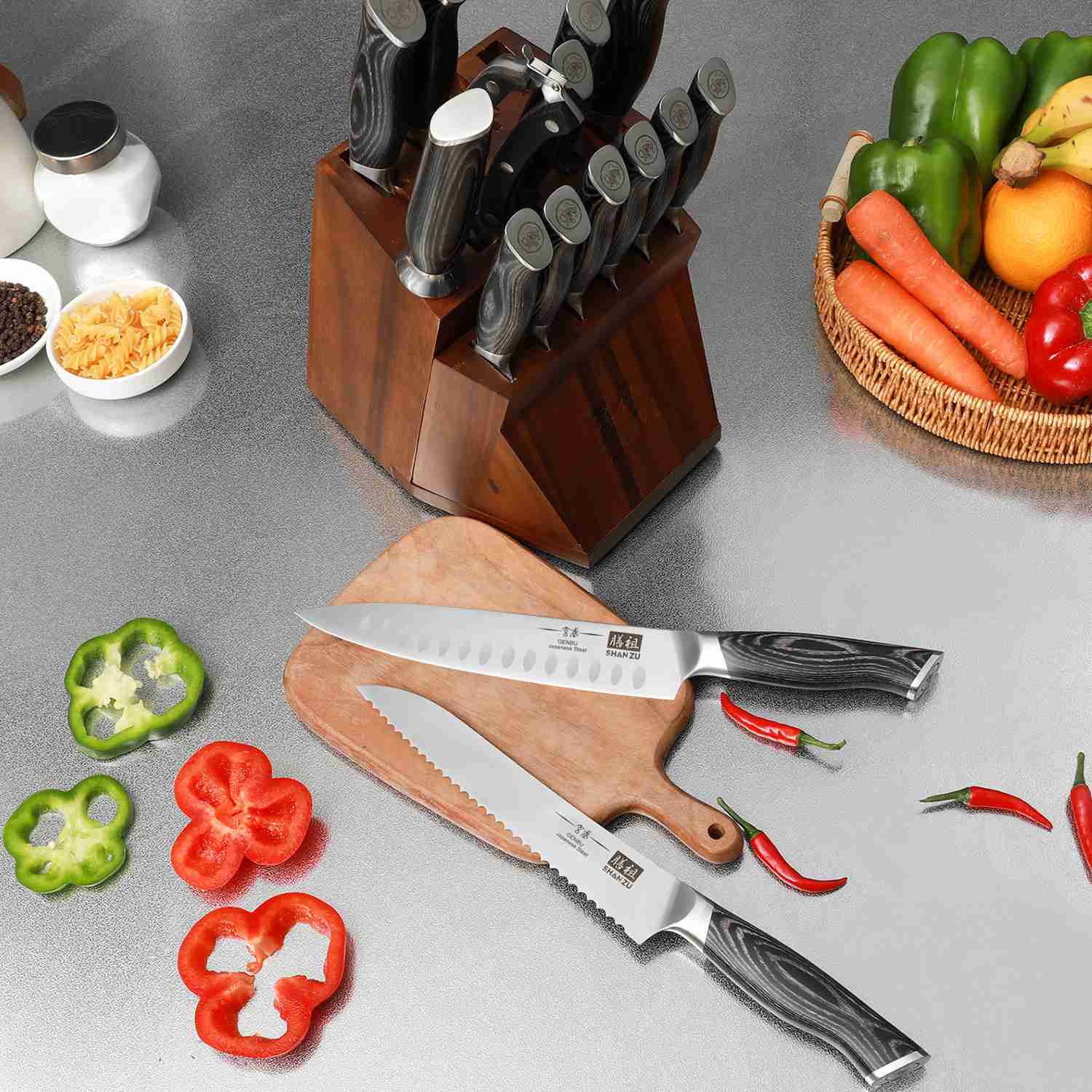16-PCS Professional Japanese Knife Set | Genbu Sereis | SHAN ZU Knives
