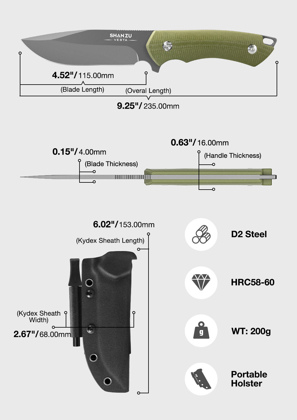 Saber-Ground Vesta Fixed Blade Knife