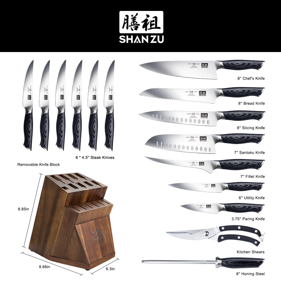 16-PCS Professional Japanese Knife Set | Genbu Sereis | SHAN ZU Knives