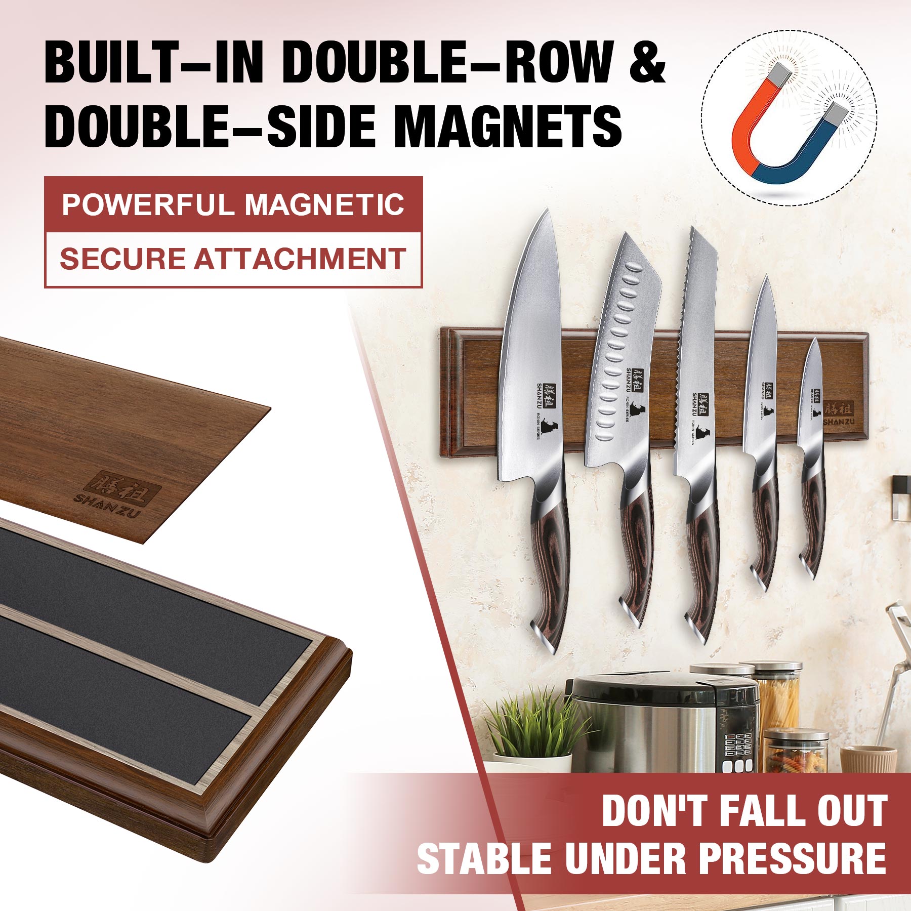 Magnetic knife block Set | SHAN ZU Knives | Ronin series