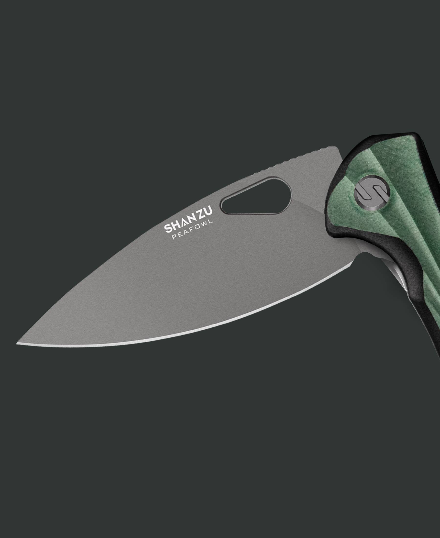 Peafowl - Liner Lock Knife - Gem Green + Matte Black G10 Handle ( 7.80” ZDF905 Blade )