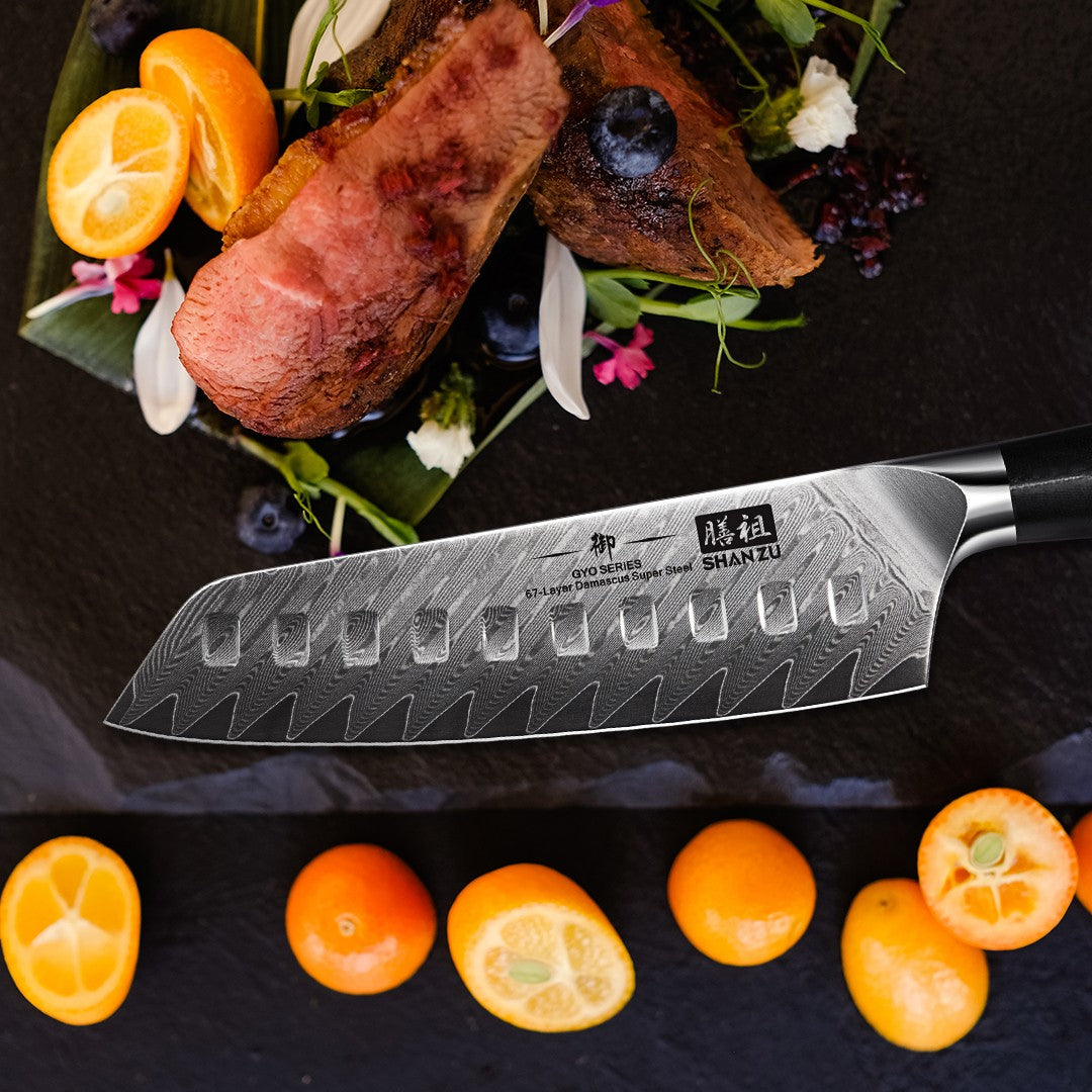 GYO Series Damascus Santoku Knife | SHAN ZU Knvies