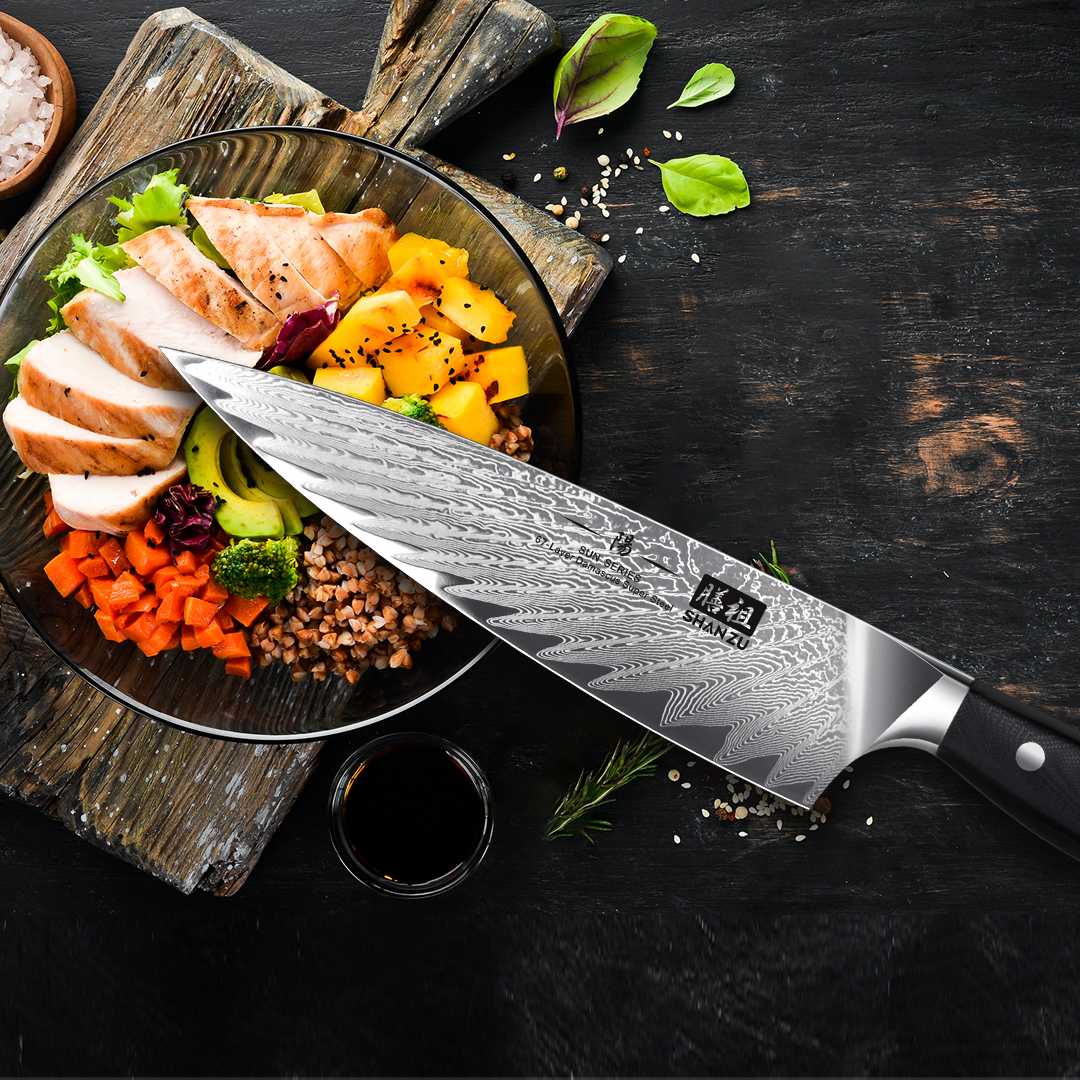 Sun Series Damascus Chef Knife | SHAN ZU Knvies