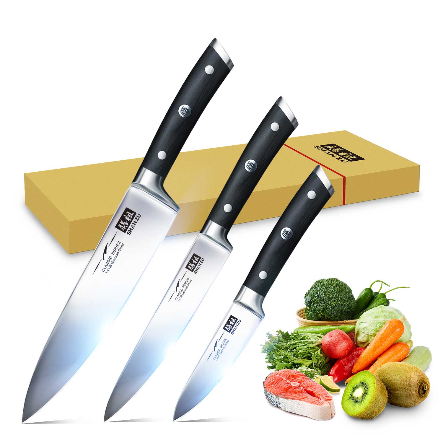 3-PCS German Steel Chef Knife Set | Basic