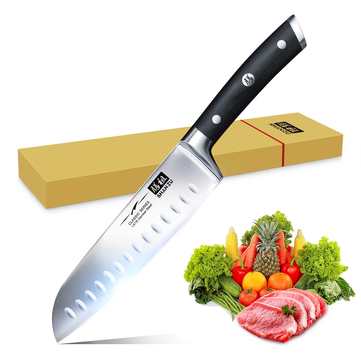 German Steel 7" Santoku Knife | SHAN ZU Knives