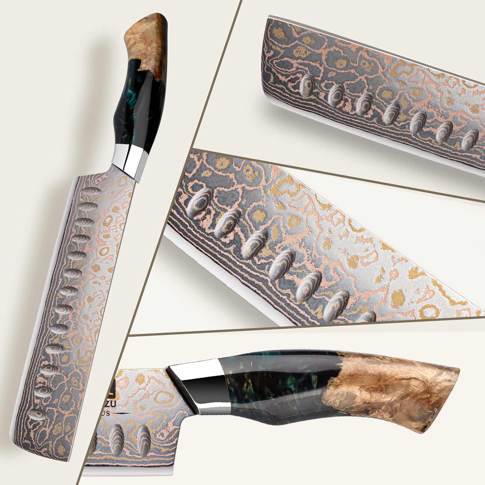 Damascus Nakiri Knife | Venus Series | SHAN ZU Knives