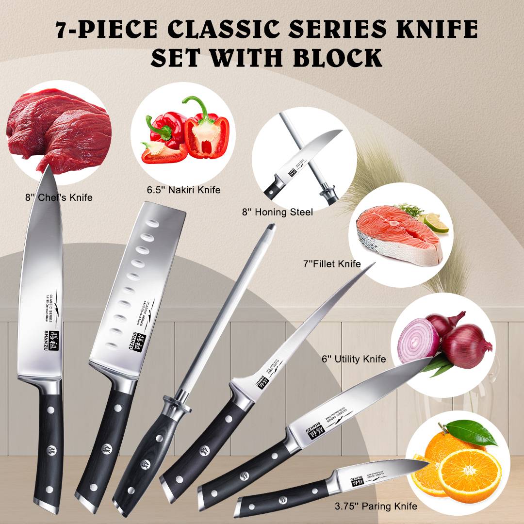 German Steel 7-PCS Knife Set | SHAN ZU Knives