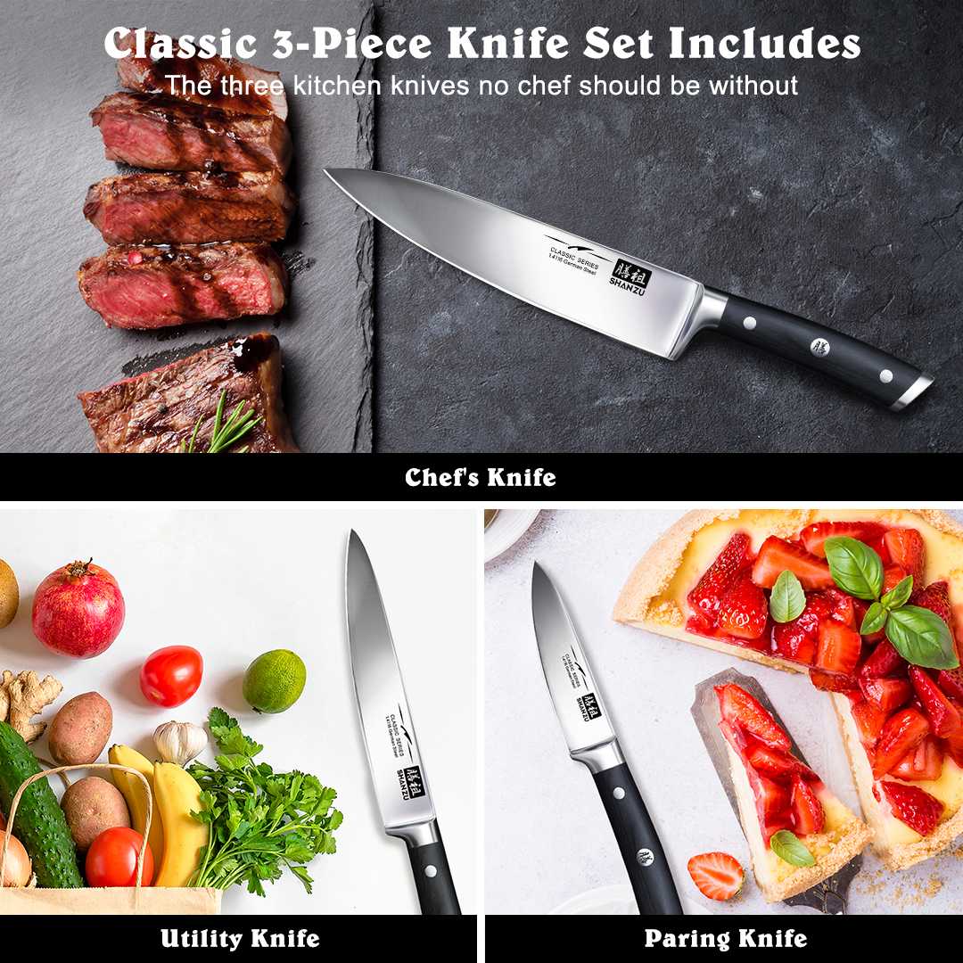 3-PCS German Steel Chef Knife Set | Basic