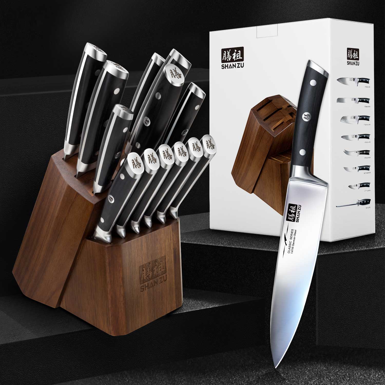 German Steel 14-PCS Knife Set | SHAN ZU Knives