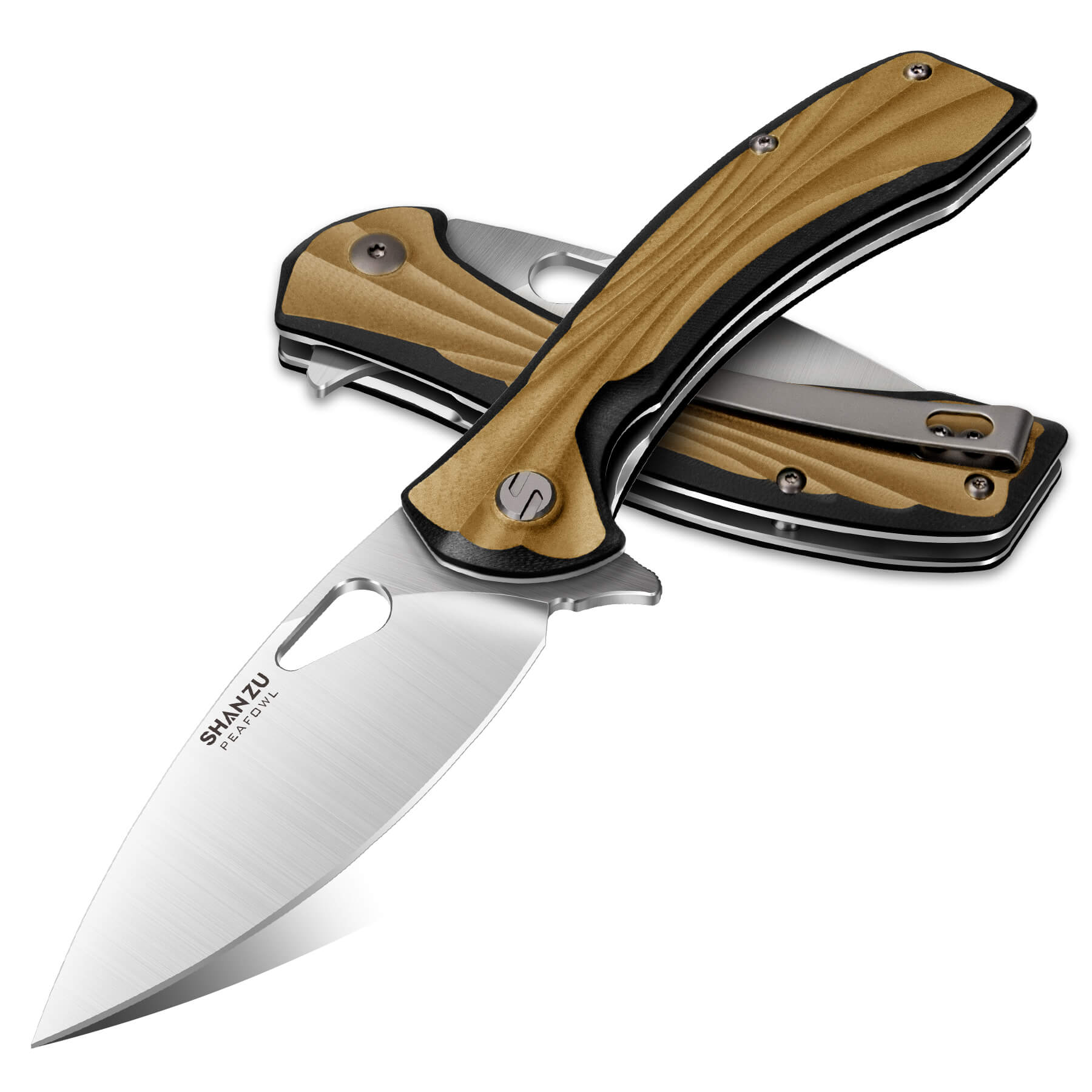 DarkGold Peafowl Folding Knife | SHAN ZU Knives