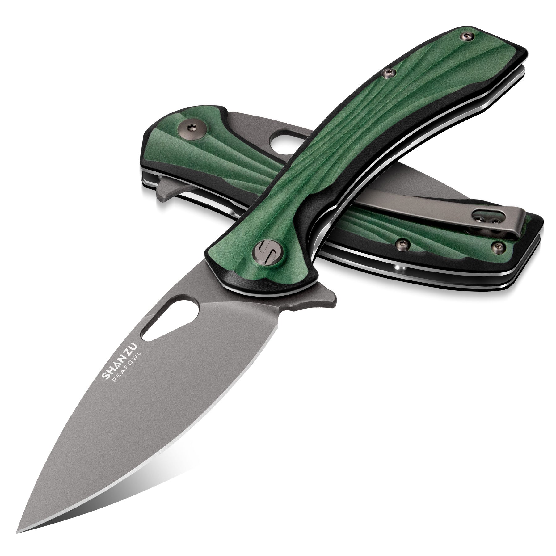 Green Peafowl  Folding Knife | SHAN ZU Knives