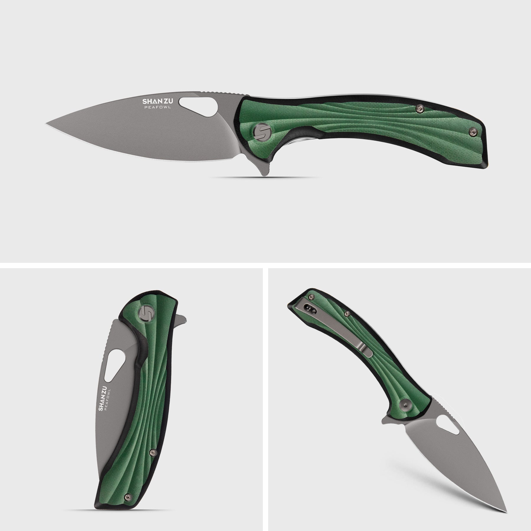 Green Peafowl  Folding Knife | SHAN ZU Knives