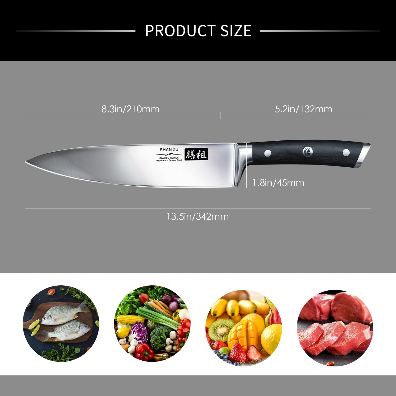 German Steel 8" Chef Knife | SHAN ZU Knives