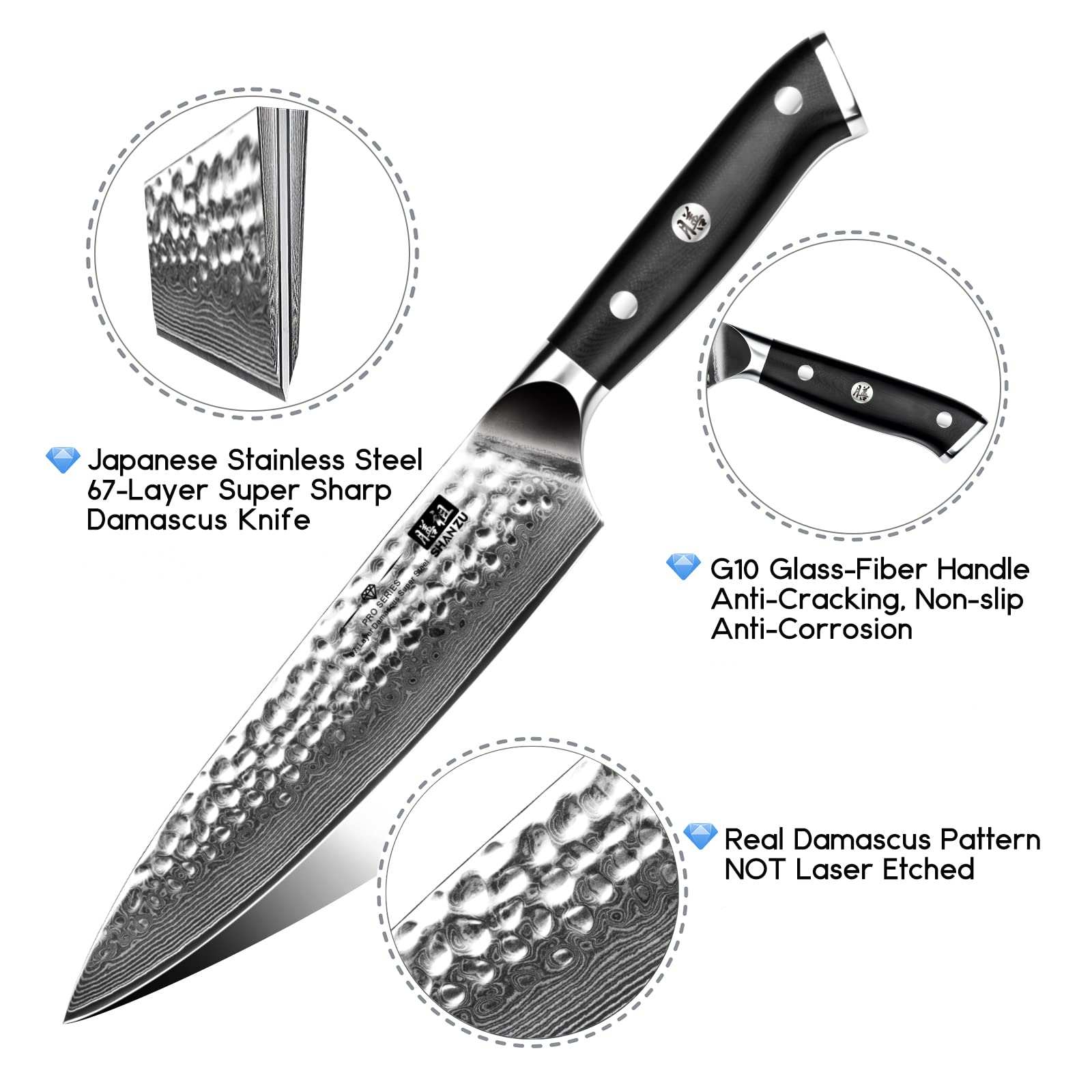 Pro Series Damascus Chef Knife V2 | SHAN ZU Knvies