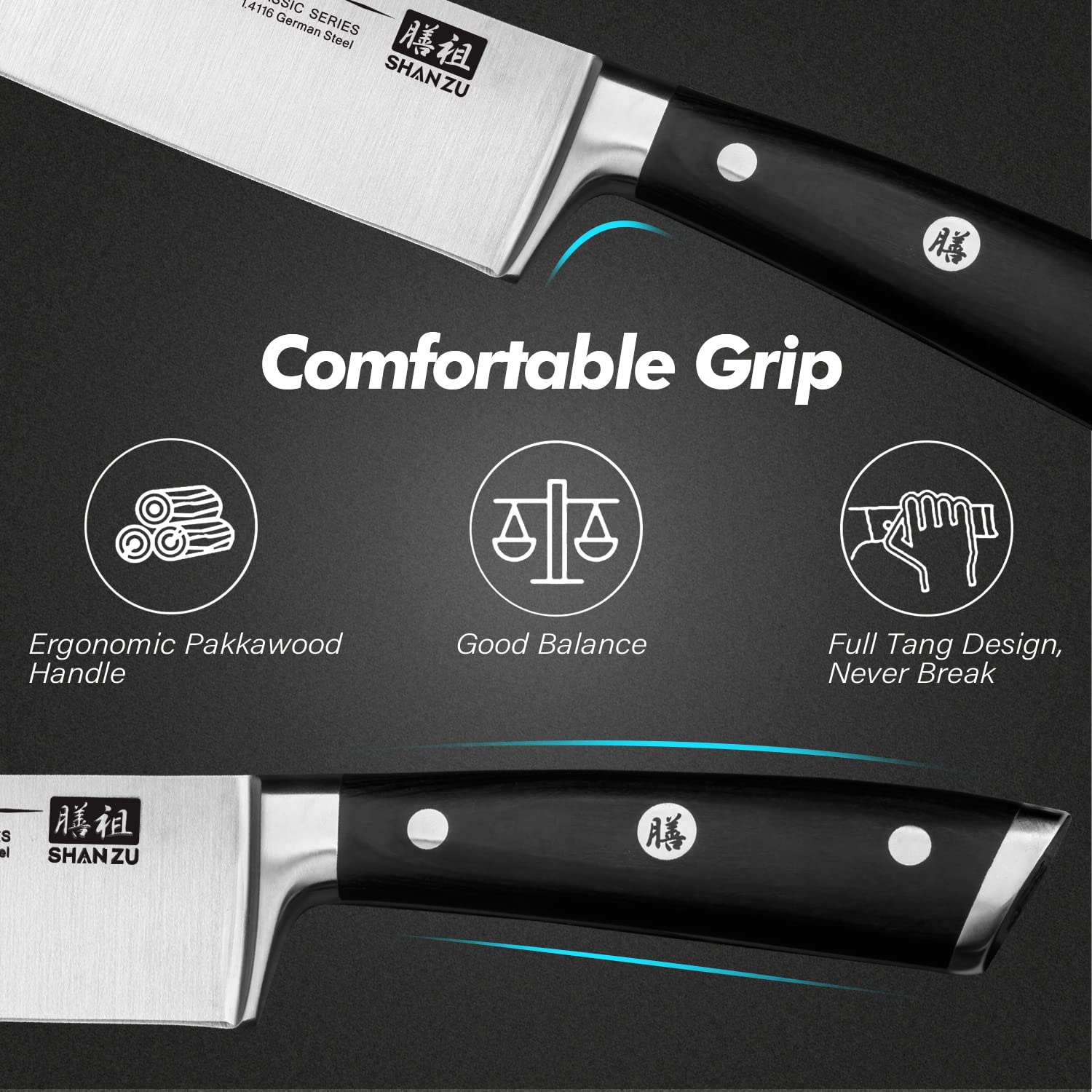 3-PCS German Steel Chef Knife Set | Basic