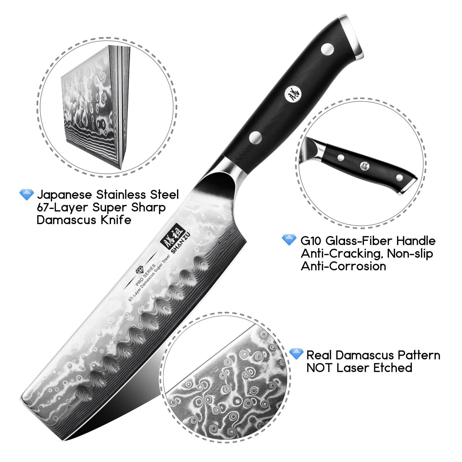 Pro Series Damascus Nakiri Knife | SHAN ZU Knvies