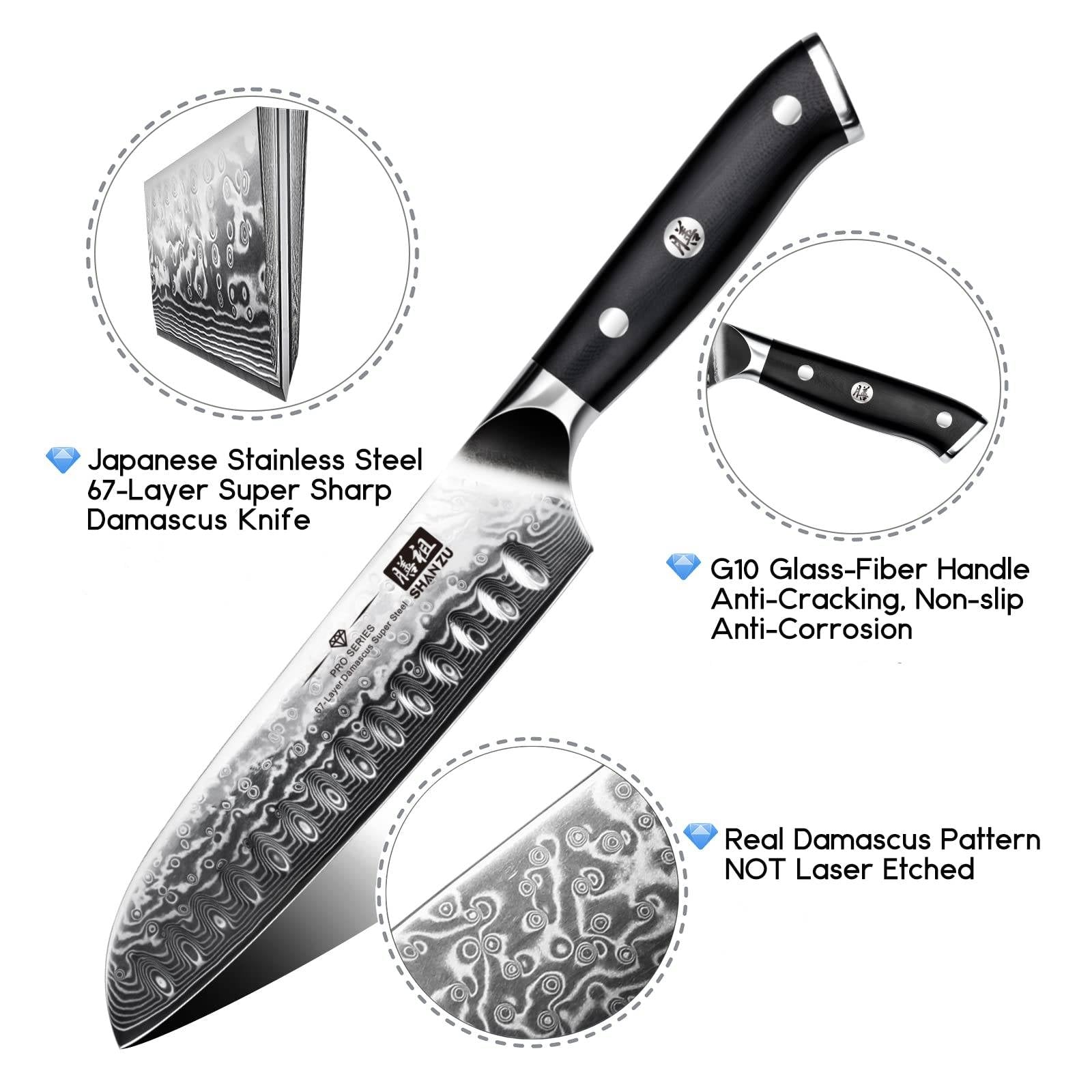 Pro Series Damascus Santoku Knife | SHAN ZU Knvies